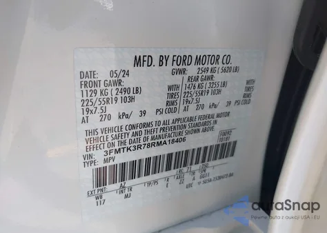 2024 Ford Mustang Mach-E Premium from USA, damaged, VIN 3FMTK3R78RMA18406